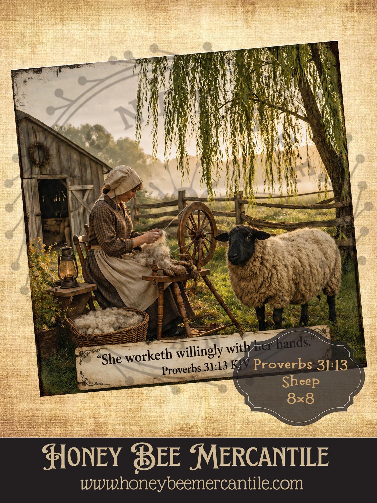 Proverbs 31:13, Sheep, 8x8, Digital Download, Printable, Decoupage, Vintage, Primitive