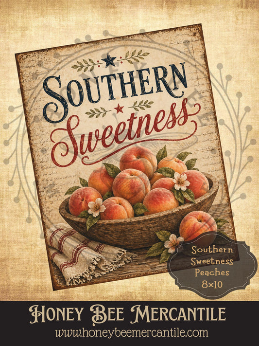 Southern Sweetness Peaches, 8x10, Digital Download, Printable, Decoupage, Vintage, Primitive