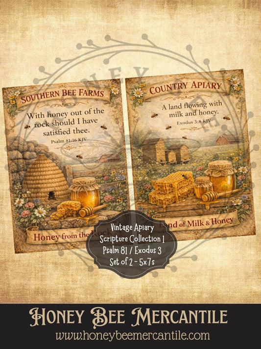 Vintage Apiary Scriptures Collection, 5x7 prints, Instant Download, Vintage, Printable, Decoupauge, Set 1