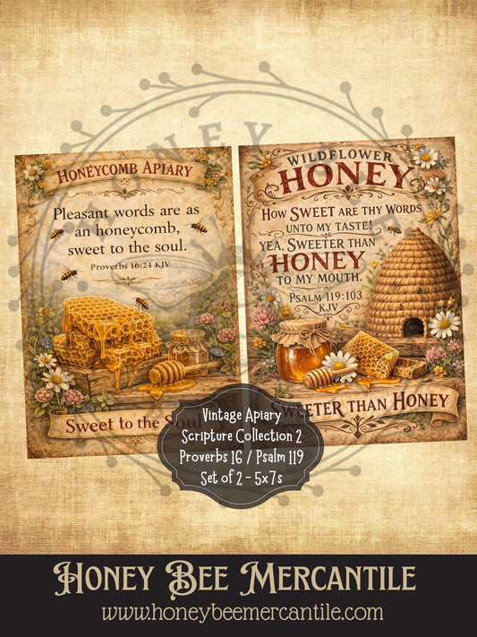 Vintage Apiary Scriptures Collection, 5x7 prints, Instant Download, Vintage, Printable, Decoupauge, Set 2