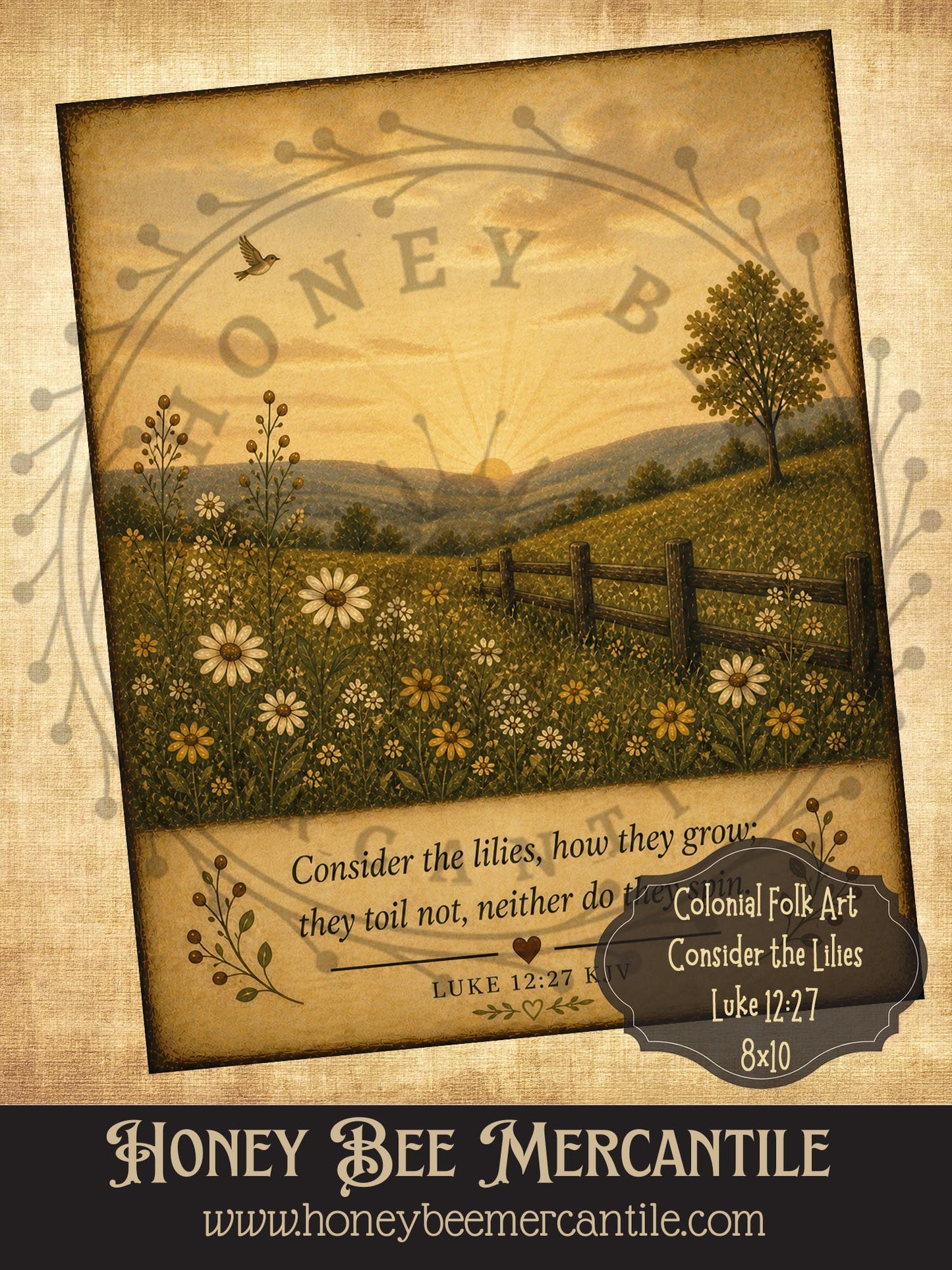 Colonial Consider the Lilies, Luke 12:27, 8x10, Digital Download, Printable, Decoupage, Vintage, Primitive