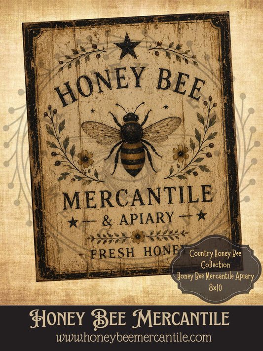 Country Honey Bee Collection, Honey Bee Mercantile and Apiary, 8x10, Digital Download, Printable, Decoupage, Vintage, Primitive, Craft Supplies