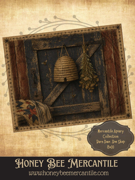 Mercantile Apiary Collection, Barn Door, Bee Skep, 8x10, Digital Download, Printable, Decoupage, Vintage, Primitive, Craft Supplies