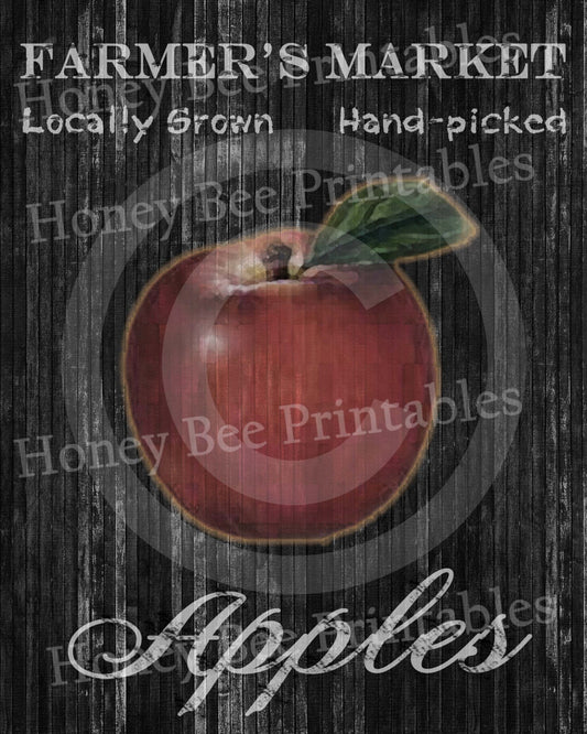 Primitive Autumn Fall Farmer's Market Apples - 8x10 Instant Folk Art - Card Making -  Instant Download - JPEG - U Print