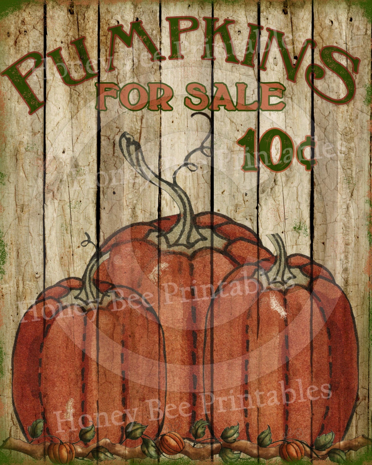 Primitive Autumn Fall Pumpkins For Sale - 8x10 Instant Folk Art - Card Making -  Instant Download - JPEG - U Print
