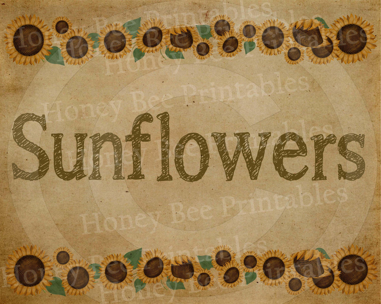 Primitive Autumn Fall Sunflowers - 8x10 Instant Folk Art - Card Making  Instant Download - JPEG - U Print - Uses: Tags, Labels, Fabric Panel