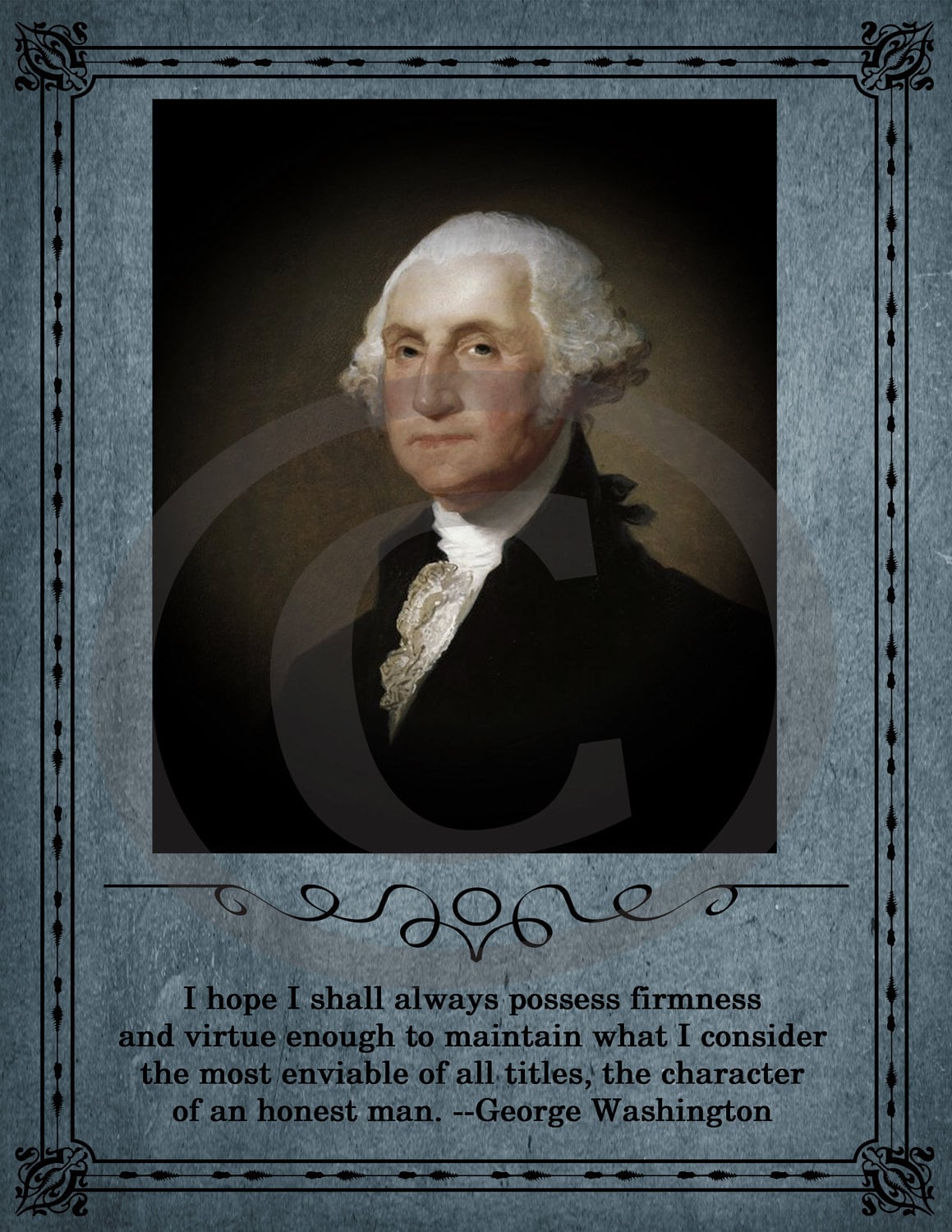 Prim Vintage Colonial Digital George Washington President Art Print 8 x 10 Print Digital Download JPEG Americana For Frame Can Candle Fabric