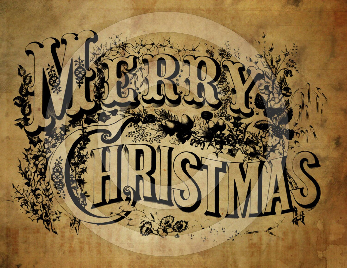 Primitive Merry Christmas - Printable Digital Feedsack Logo JPEG File - Instant Download-Use for Pillows, Dolls, Bears, Framed Prints,Labels