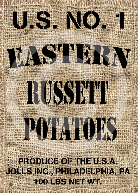 Primitive Potato Burlap Look-Printable Digital Feedsack Logo JPEG File-Instant Download-Uses: Pillows, Dolls,Bears,Framed Prints,Labels
