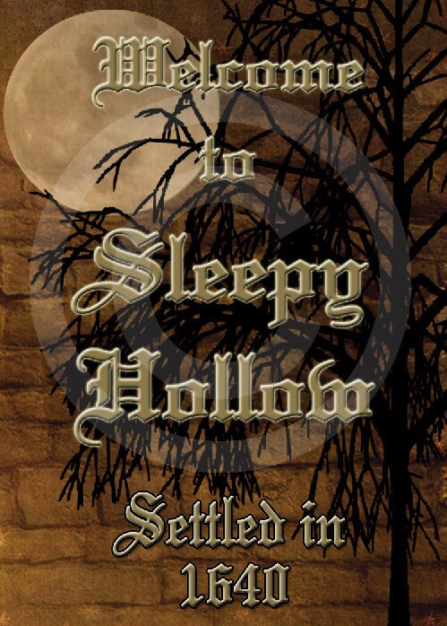 Prim Sleepy Hollow Halloween-Printable Digital Feedsack Logo JPEG File-Instant Download-Uses: Pillows, Dolls,Bears,Framed Prints,Labels