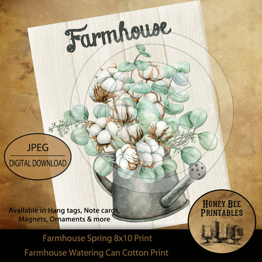 Farmhouse Spring Watering Can Cotton Shiplap Print Digital Instant Download Printable Sublimation 8x10 JPEG
