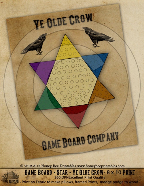 Game Board Primitive Crow-Printable Digital Feedsack Logo JPEG File-Instant Download-Use for Pillows,Bears,Framed Prints,Labels