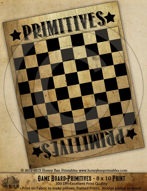 Game Board Primitives Grungy-Printable Digital Feedsack Logo JPEG File-Instant Download-Use for Pillows,Bears,Framed Prints,Labels
