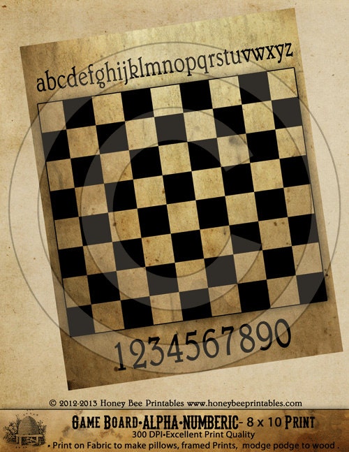 Game Board Primitive Alpha Numeric-Printable Digital Feedsack Logo JPEG File-Instant Download-Use for Pillows,Bears,Framed Prints,Labels