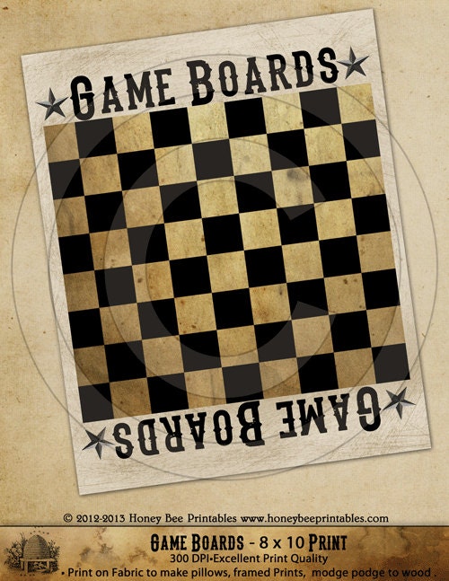 Game Board Primitive Grungy • Stars -Printable Digital Feedsack Logo JPEG File-Instant Download-Use for Pillows,Bears,Framed Prints,Labels