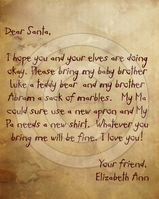 Primitive Christmas Printable - Old Fashioned Letter to Santa- Digital Download File  Pantry Logo Labels - JPEG for Jar, Crock, Doll, Pillow