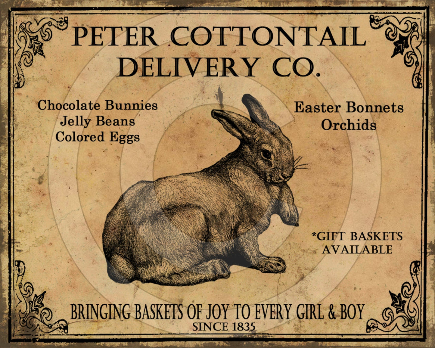 Primitive Easter Peter Cottontail Delivery Co Feedsack Feed Sack Logo Printable Digital JPEG Instant Download 4 Pillows Prints Labels Tags