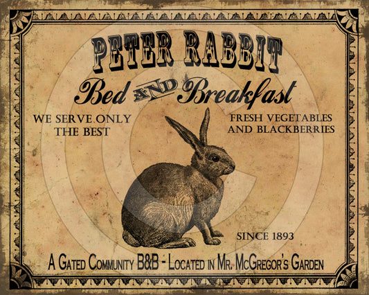 Primitive Easter Peter Cottontail Bed Breakfast Feedsack Feed Sack Logo Printable Digital JPEG Instant Download 4 Pillows Prints Labels Tags