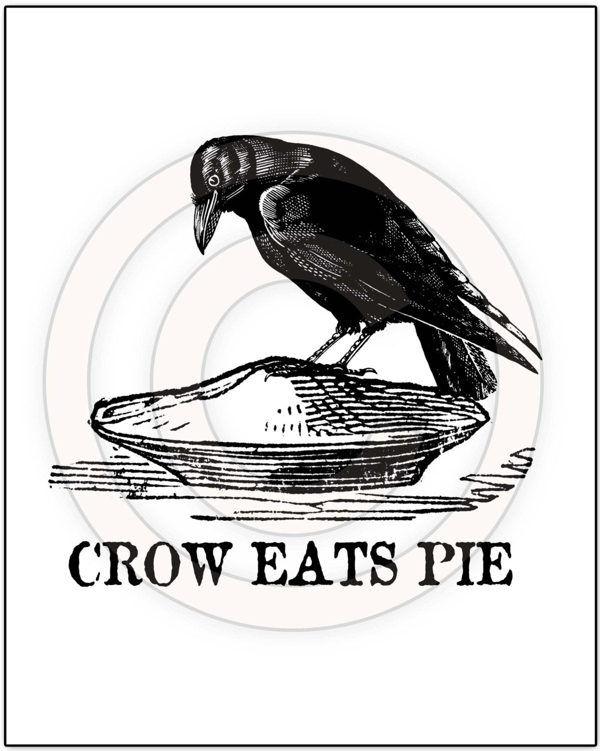 Primitive Crow Eats Pie Black Bird Raven Feedsack Feed Sack Logo Printable Digital JPEG Instant Download 4 Pillows Prints Labels Tags