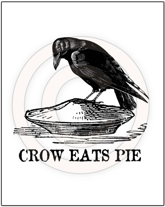 Primitive Crow Eats Pie Black Bird Raven Feedsack Feed Sack Logo Printable Digital JPEG Instant Download 4 Pillows Prints Labels Tags