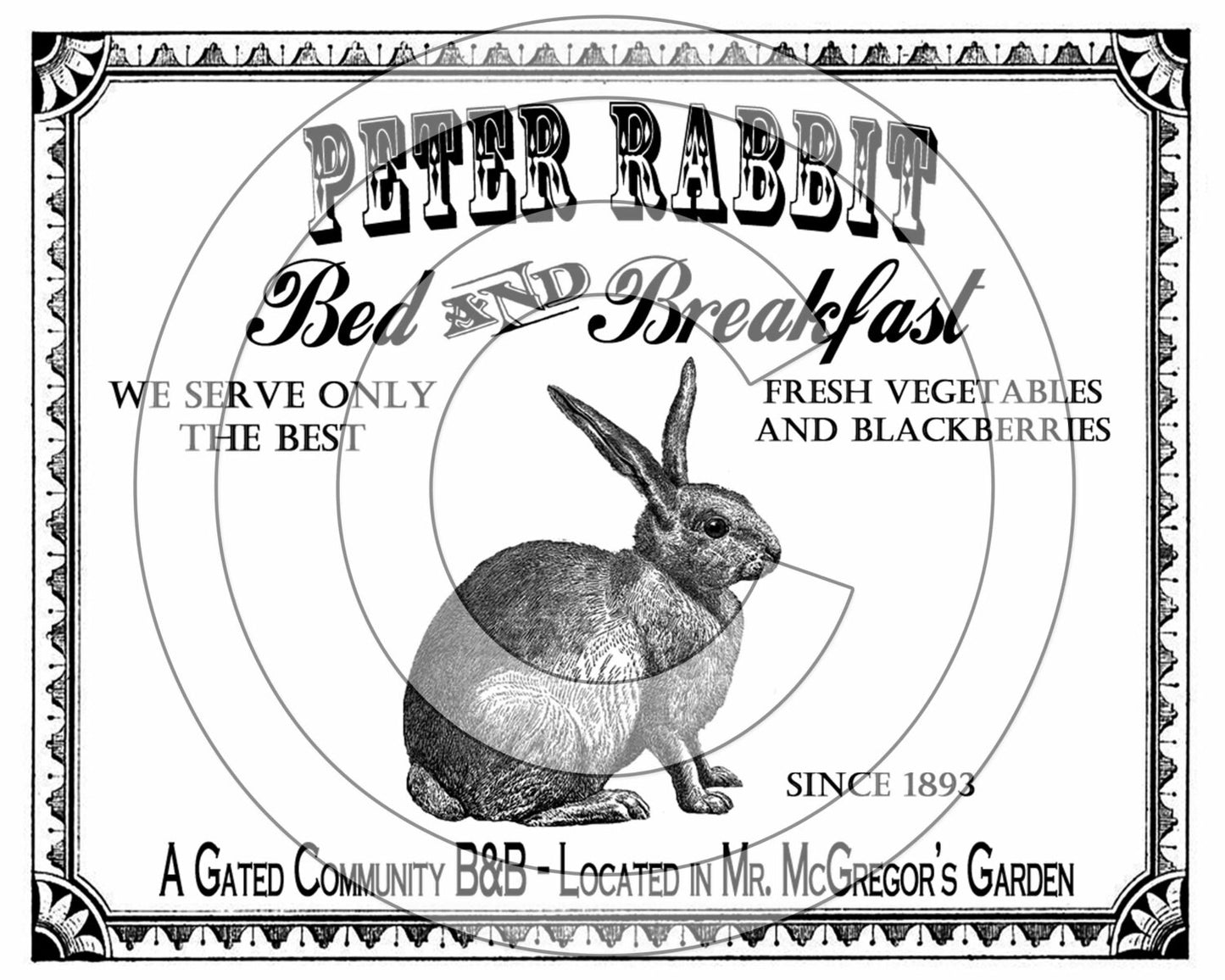 Primitive Easter Peter Cottontail Bed Breakfast Feedsack Feed Sack Logo Printable Digital JPEG Instant Download 4 Pillows Prints Labels Tags