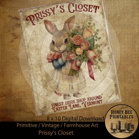 Vintage Prim Farmhouse Rabbiton's Top Hats Spring Easter Digital Instant Download Printable Sublimation 8x10 JPEG Cans Jars Labels