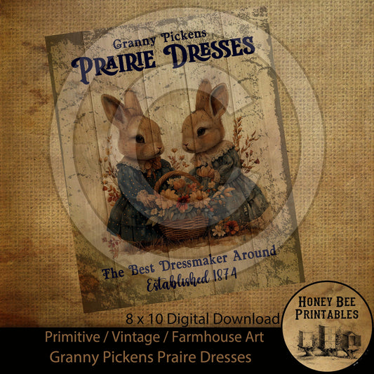 Vintage Prim Farmhouse Granny Pickens Prairie Dresses Spring Easter Digital Instant Download Printable Sublimation 8x10 JPEG Cans Jars Label