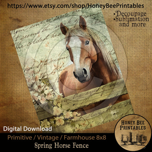 Vintage Primitive Farmhouse Digital Download Printable Sublimation Decoupage 8x10 Cans Labels Spring Western Horse Fence Flowers Cowboy