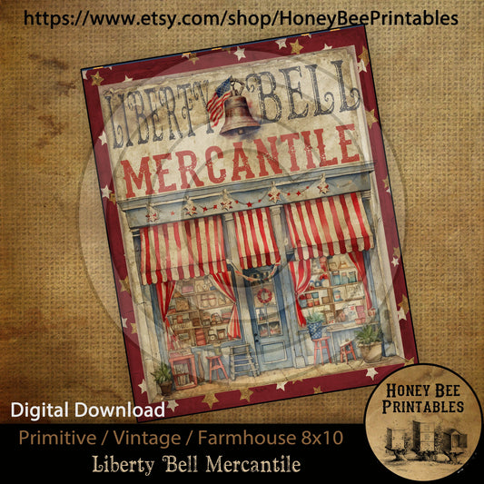 Vintage Primitive Farmhouse Instant Download Printable 8x10 Sublimation Decoupage Cans Labels Patriotic Americana Liberty Bell Mercantile