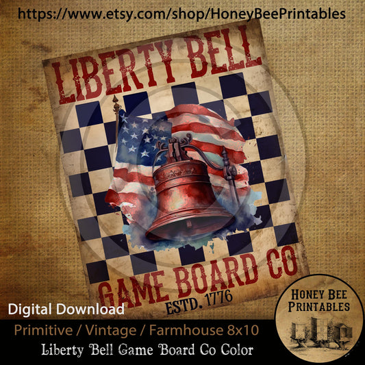 Vintage Primitive Farmhouse Digital Download Printable Sublimation Decoupage Labels  Independence Day Liberty Bell Game Board Patriotic