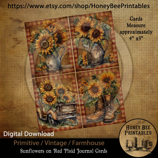 Vintage Primitive Farmhouse Digital Download Printable Sublimation Decoupage JPEG Labels Journal Cards Grungy Sunflowers Boots Pitcher Truck