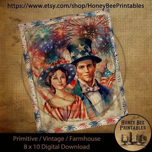Vintage Primitive Farmhouse Digital Download Printable Sublimation Decoupage Cans Labels Colonial Americana Patriots Independence Fireworks
