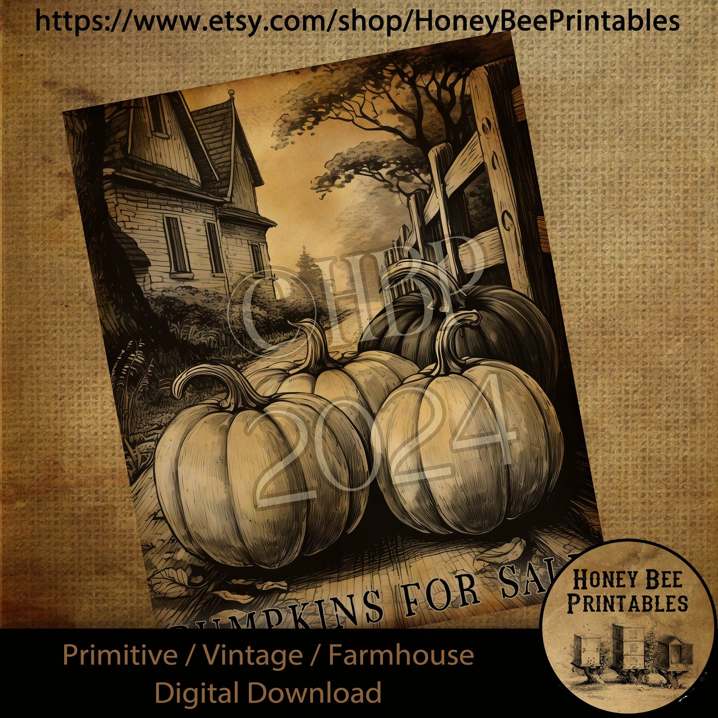 Vintage Digital Download Printable Decoupage Primitive, Pumpkins For Sale, Old Farm, Pumpkin Patch, Pumpkin Farm, Fall, Autumn, Harvest