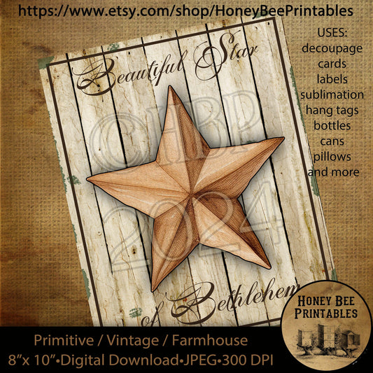Vintage Primitive Instant Download Printable Decoupage, Vintage Christmas, Country, Nativity, Angels We Have Heard On High, Birth of Jesus