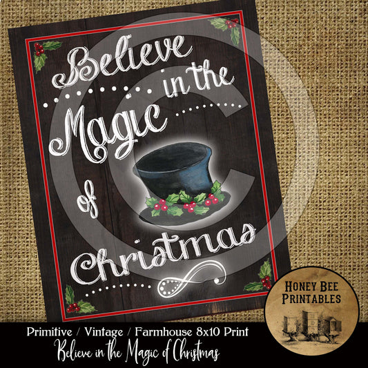 Vintage Instant Download Printable Decoupage Vintage, Believe in the Magic of Christmas, Top Hat, Frosty the Snowman Hat, Magic Top hat