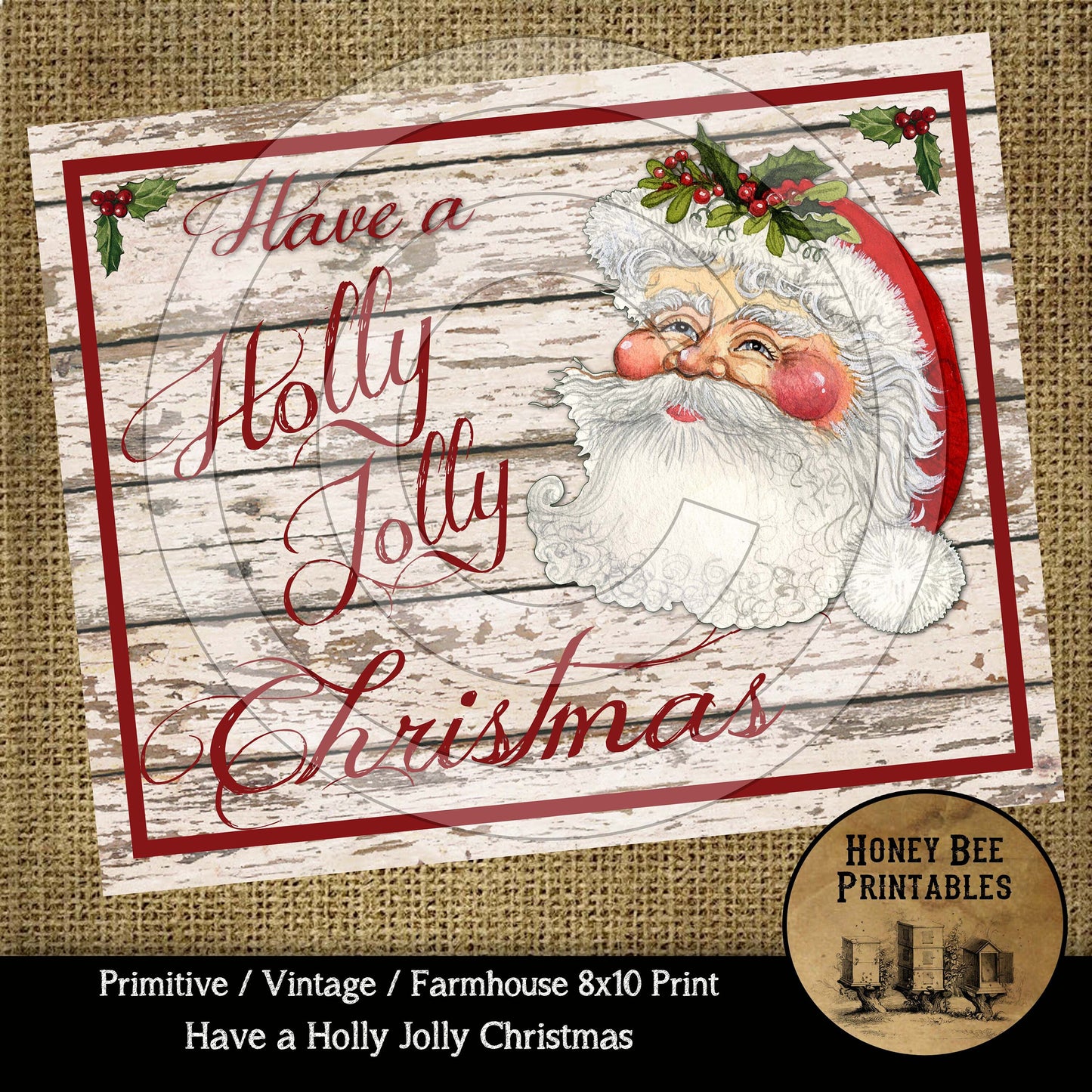 Vintage Instant Download Printable Decoupage, Christmas, Vintage Santa, Primitive Santa, Santa Claus Father Christmas, Holly Jolly Christmas
