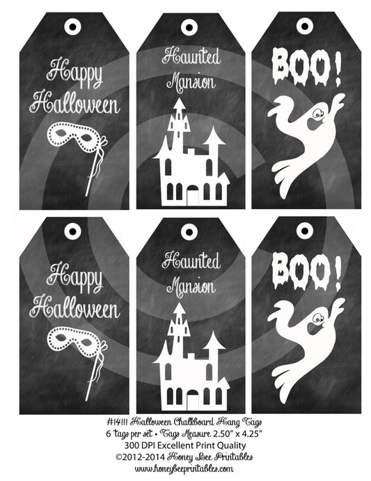 Halloween Ghost Haunted Chalkboard Hang Tags 14111 Printable Digital JPEG File Instant Download Uses Scrapbooking Craft Fall Autumn Festival