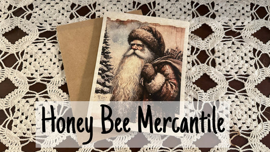 Vintage, Primitive Style, Set of 6 Note Cards & envelopes, Christmas, Santa, Old World Santa, Primitive Santa, Old Father Christmas, Santa