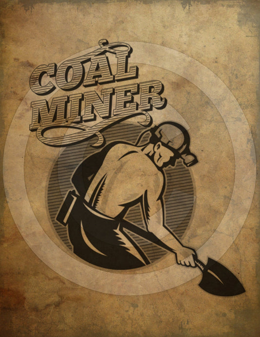 Primitive Grungy Coal Miner's Underground Feedsack Feed Sack Logo Printable Digital JPEG Instant Download For Pillows,Framed Prints,Labels