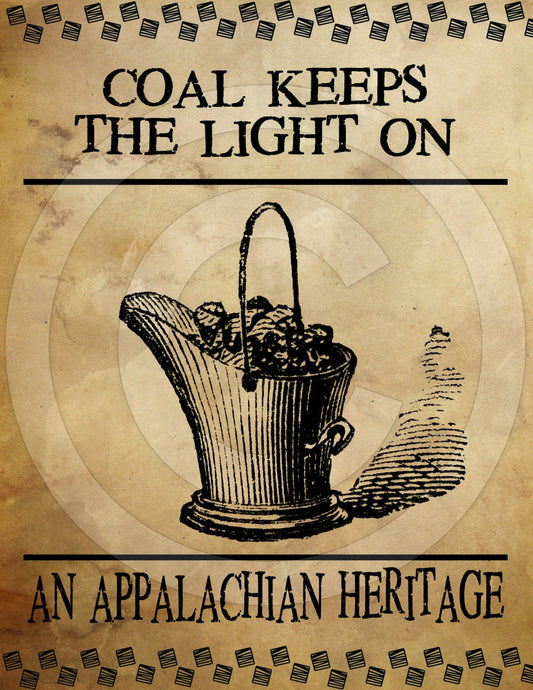 Primitive Grungy Coal Miner Appalachian Feedsack Feed Sack Logo Printable Digital JPEG Instant Download For Pillows,Framed Prints,Labels