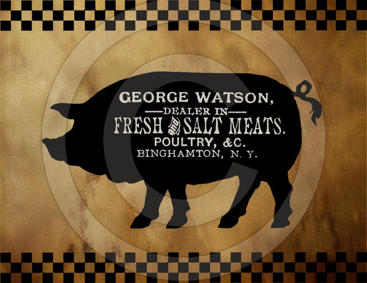 Primitive Grungy Pig Hog Pork Meats Silhouette Feedsack Feed Sack Logo Printable Digital JPEG Instant Download Pantry Label Crocks Box Print