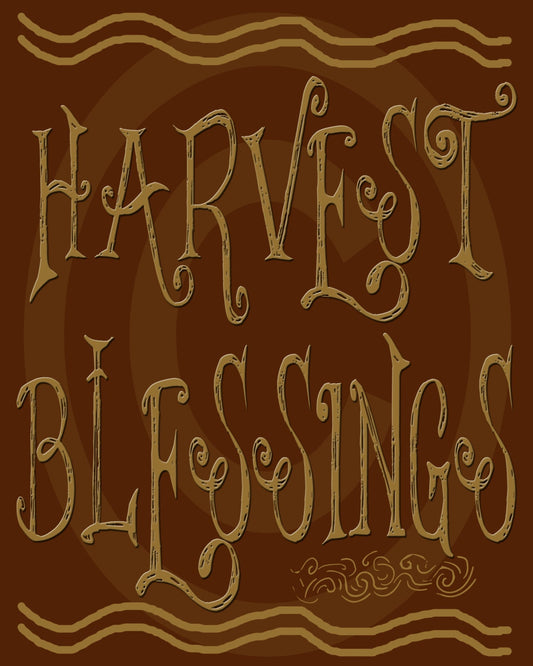 Primitive Colonial Redware Look Harvest Blessings Thanksgiving Printable Digital JPEG Instant Download Folk Art FAAP
