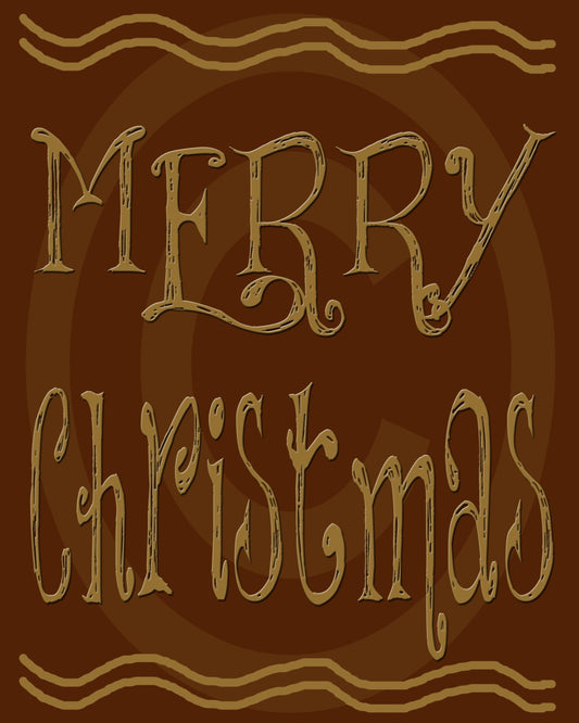 Primitive Colonial Redware Look Merry Christmas Printable Digital JPEG Instant Download Folk Art FAAP