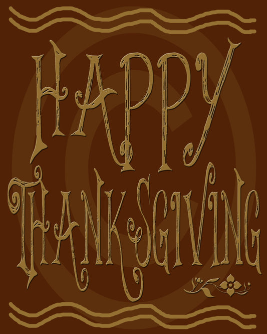 Primitive Colonial Redware Look Happy Thanksgiving Printable Digital JPEG Instant Download Folk Art FAAP