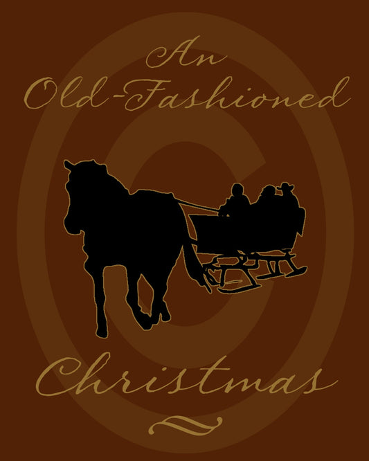 Primitive Colonial Redware Look Old Fashioned Christmas Sleigh Horse Winter Printable Digital JPEG Instant Download Folk Art FAAP