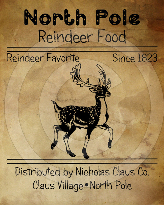 Primitive Christmas Printable - Reindeer Food Feedsack - Digital File - Pantry Logo Labels - JPEG for Jar, Crock, Doll, Pillow