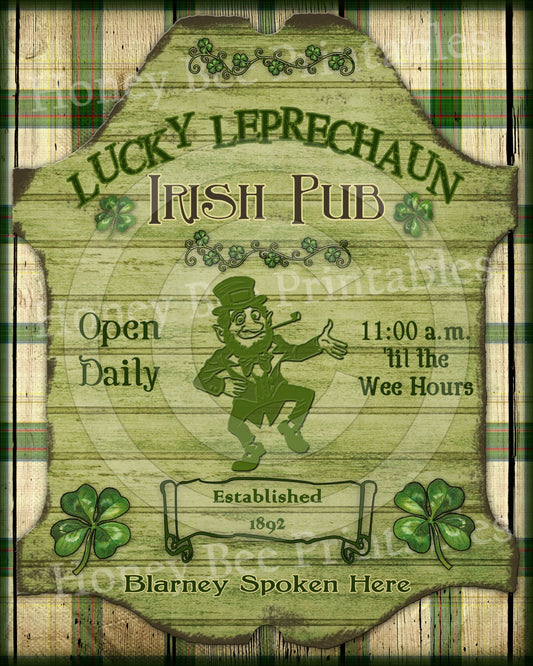 Prim Lucky Leprechaun St Patrick Irish Pub Tavern Sign Feedsack Feed Sack Logo Printable Digital Instant Download Pillow Print Label Wood 2