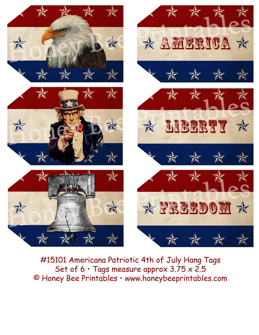 Primitive American Patriotic Uncle Same Hang Tags 15101 -Printable Digital JPEG File-Instant Download-Use 4 Dolls Bears Gifts Scrapbooking