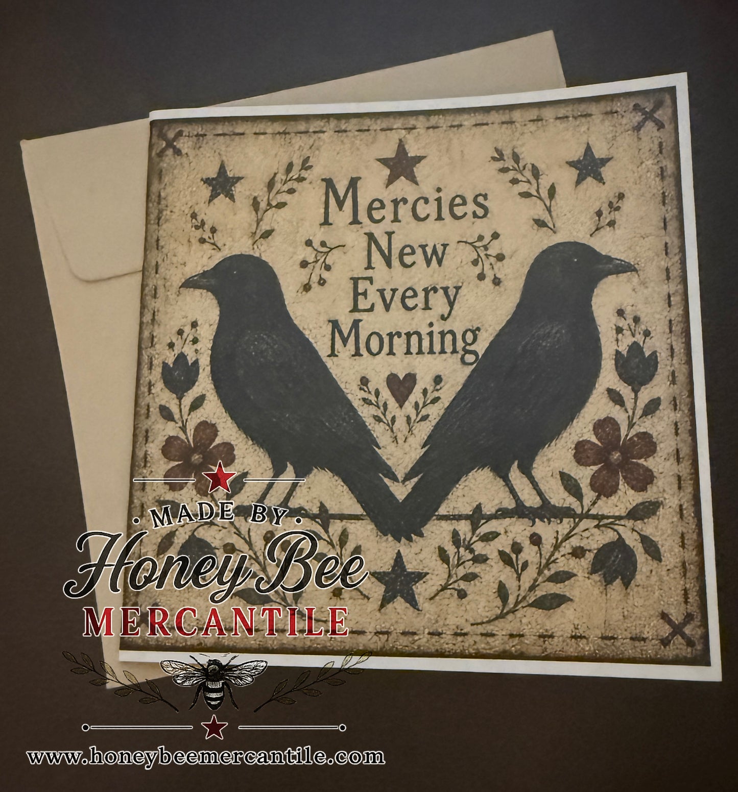 Mercies New Every Morning Note Card, Crows, 5.25x5.25" square