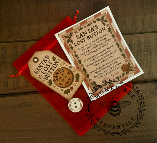 Vintage, Primitive Style, Santa's Lost Button Kit, Santa Claus, Children, Grandchildren, Christmas
